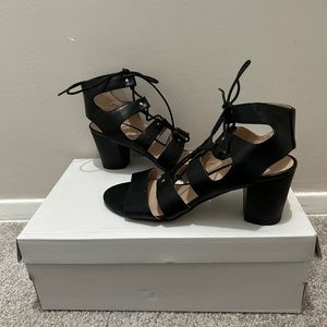 Chelsea Crew; Black Gladiator Sandals; Lace-up Size 9, NWOT,
